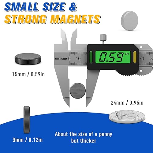 Miniatura 41 de Grtard 50 imanes pequeños para manualidades con respaldo adhesivo, imán de cerámica para manualidades fuertes, imán redondo fuerte perfecto