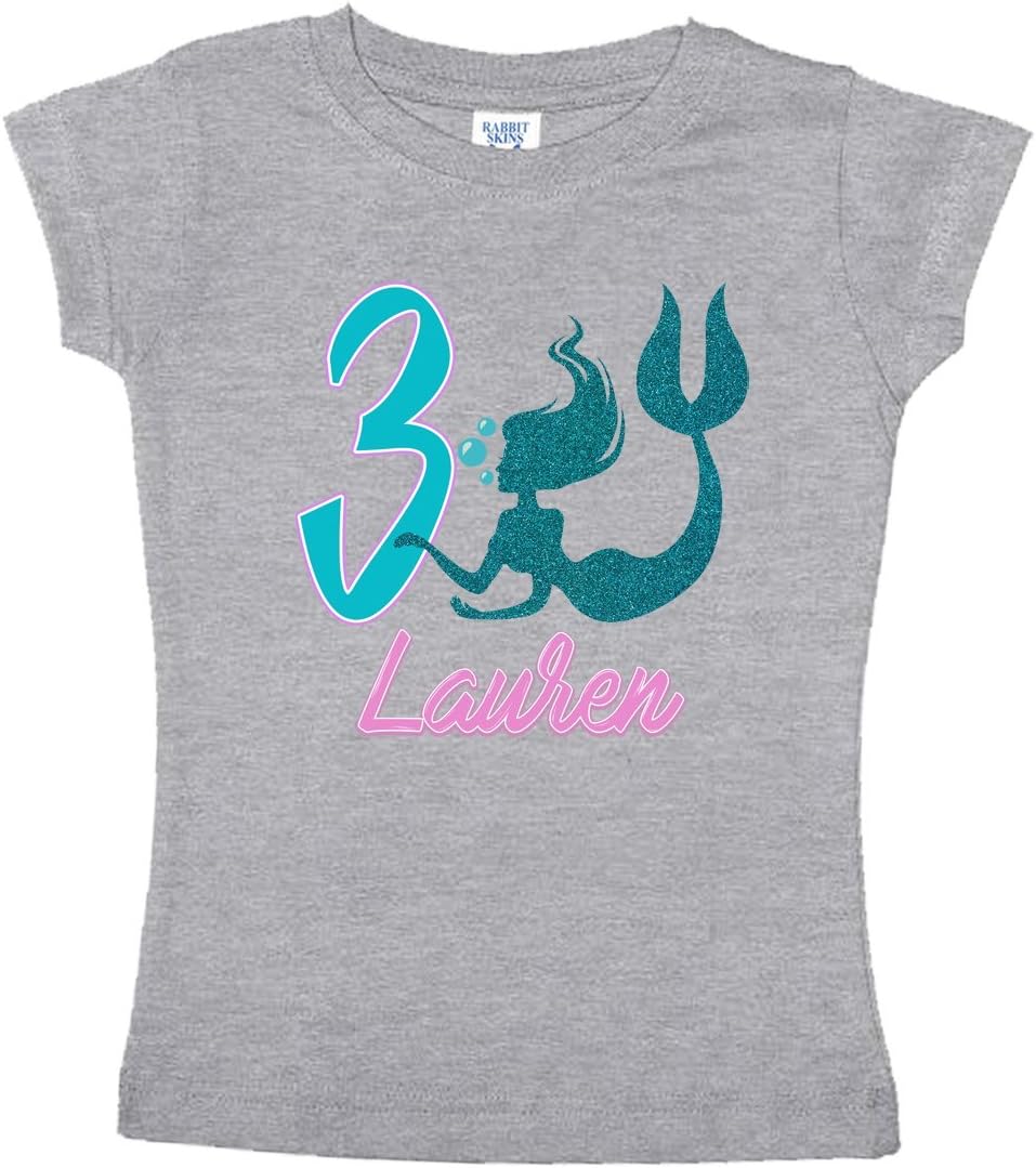 NanyCrafts' Personalized Mermaid Birthday Glitter Girl's Shirt