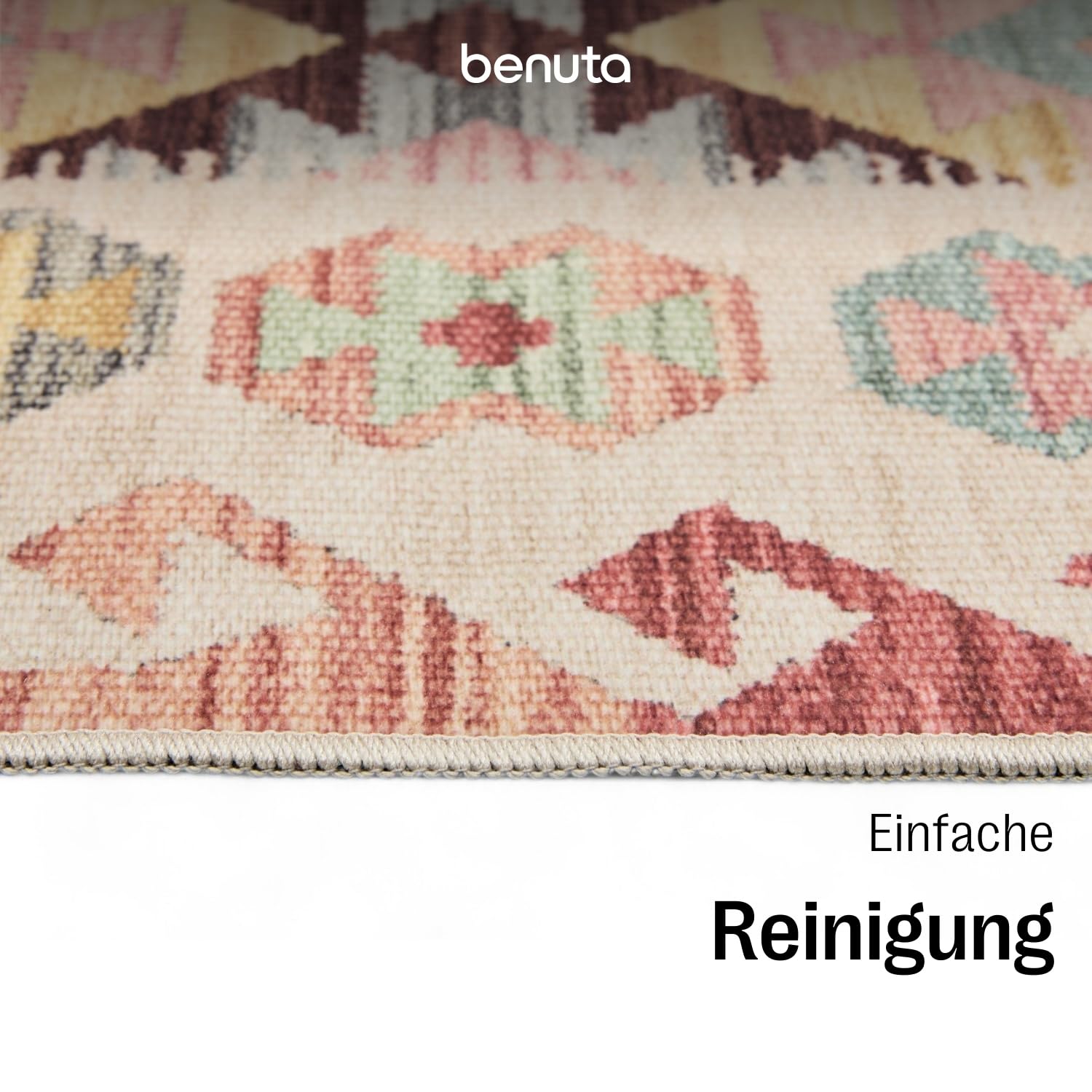 benuta Basic Waschbarer Teppich George - Multicolor 200x300 cm - Kunstfaser - Rechteckig & im Style: Kelim, Ethno-Style, Shabby Chic - Pflegeleicht für Wohnzimmer Schlafzimmer
