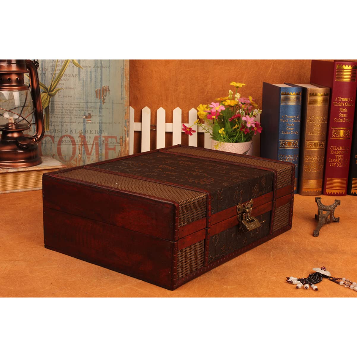 Cabilock Vintage Holz Aufbewahrungsbox Mit Deckel Große Schreibtischbox Für Dokumente Und Schmuck Unbehandeltes Holz Dekorative Speicherbox Für Erinnerungsstücke Und Kleinigkeiten