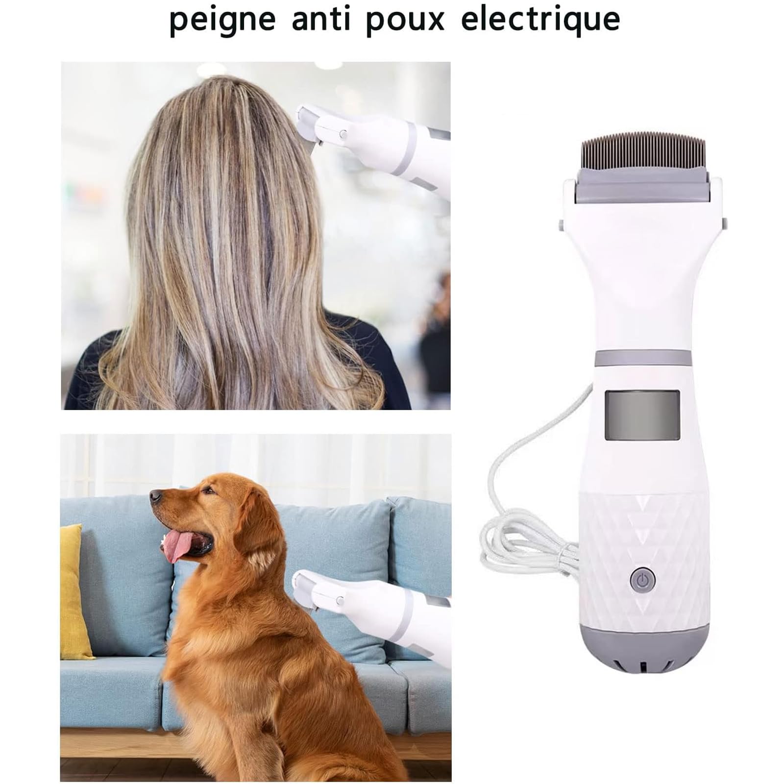 Peigne Anti Poux Electrique, aspirateur poux with Trois Filter Pet Filtre à Cheveux électrique, Professionnel Poux Outil de Nettoyage