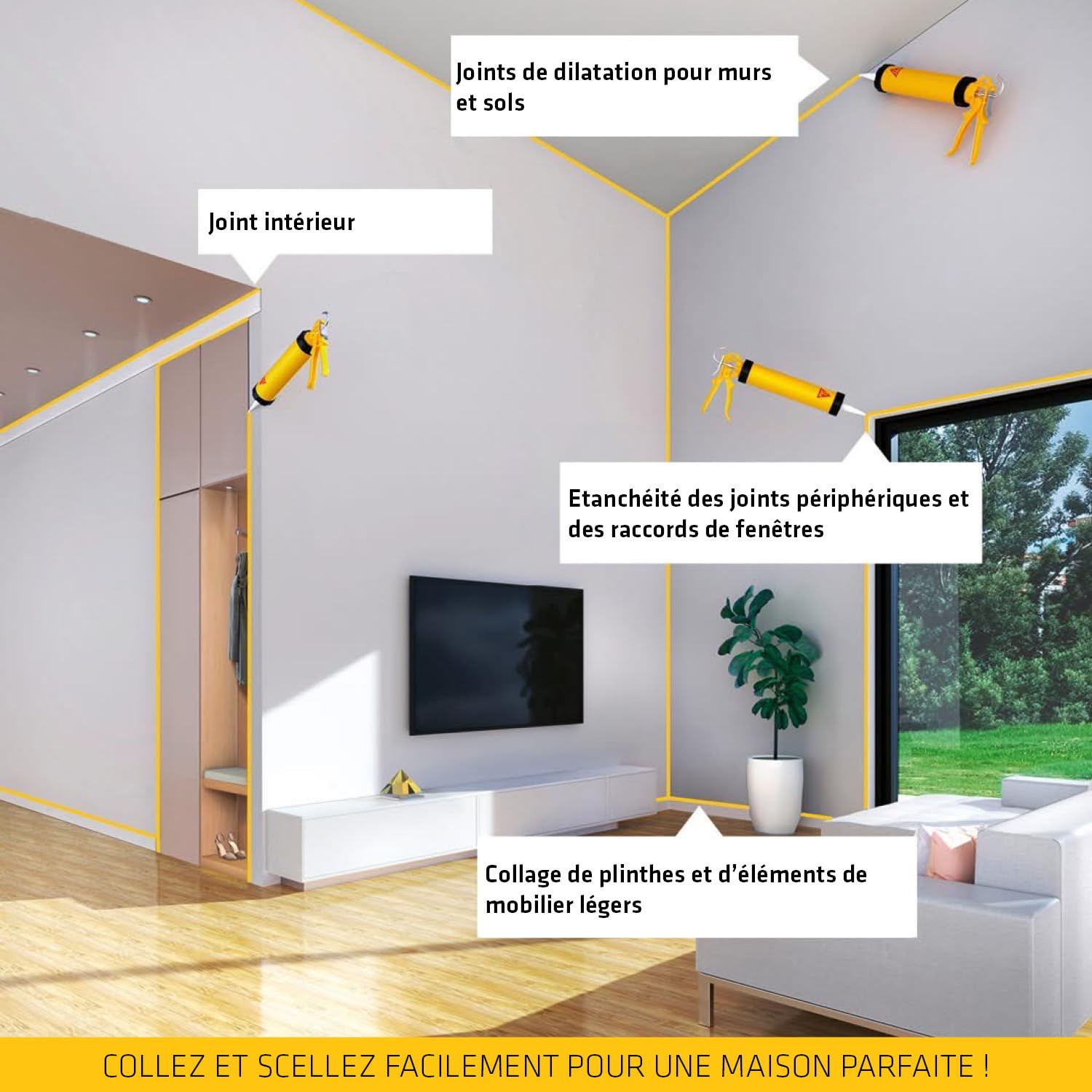 SIKA - Mastic-colle Tout en un multi-usages - Sikaflex 11 FC Purform, Noir - Mastic, joint et collage multi-usages, Intérieur et extérieur - Carton de 12 cartouches 300ml