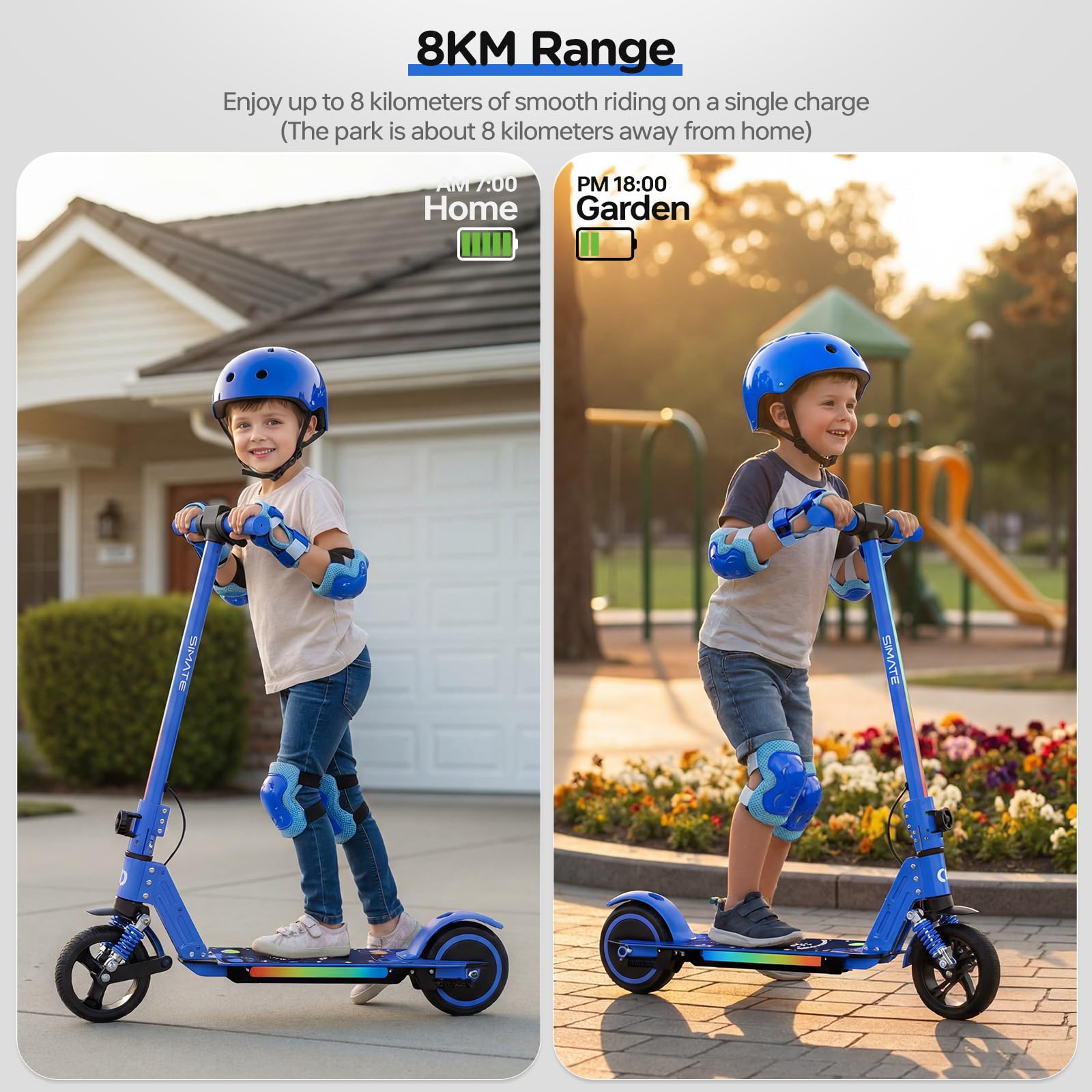 S5 Trottinette électrique Pliable pour Enfants de 6 à 14 Ans avec éclairage LED, pneus Tout-Terrain de 6,5", jusqu'à 14 km/h, pour Enfants de 6 à 14 Ans, Bleu