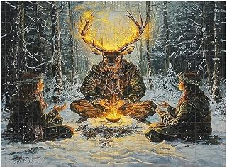 Wooden Jigsaw Puzzle 1000 Pieces - Forest Ceremony Light Magic, Forest & Glow Theme, All Ages, Wall Decor, 27.6 x 19.7 Inch