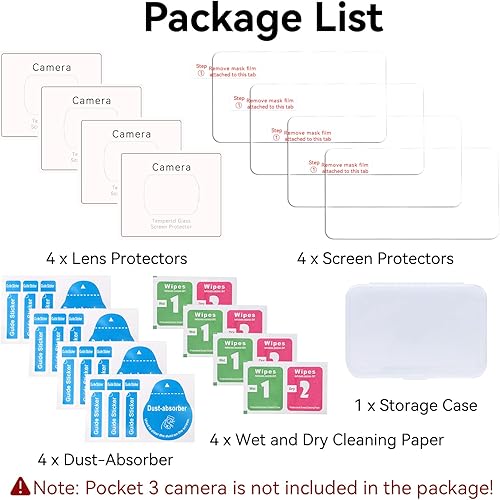Miniatura 5 de Protector de pantalla de bolsillo 3 lentes antiarañazos para DJI Osmo Pocket 3 Vlogging Camera Creator Combo Accesorios 4 protectores de lente + 4