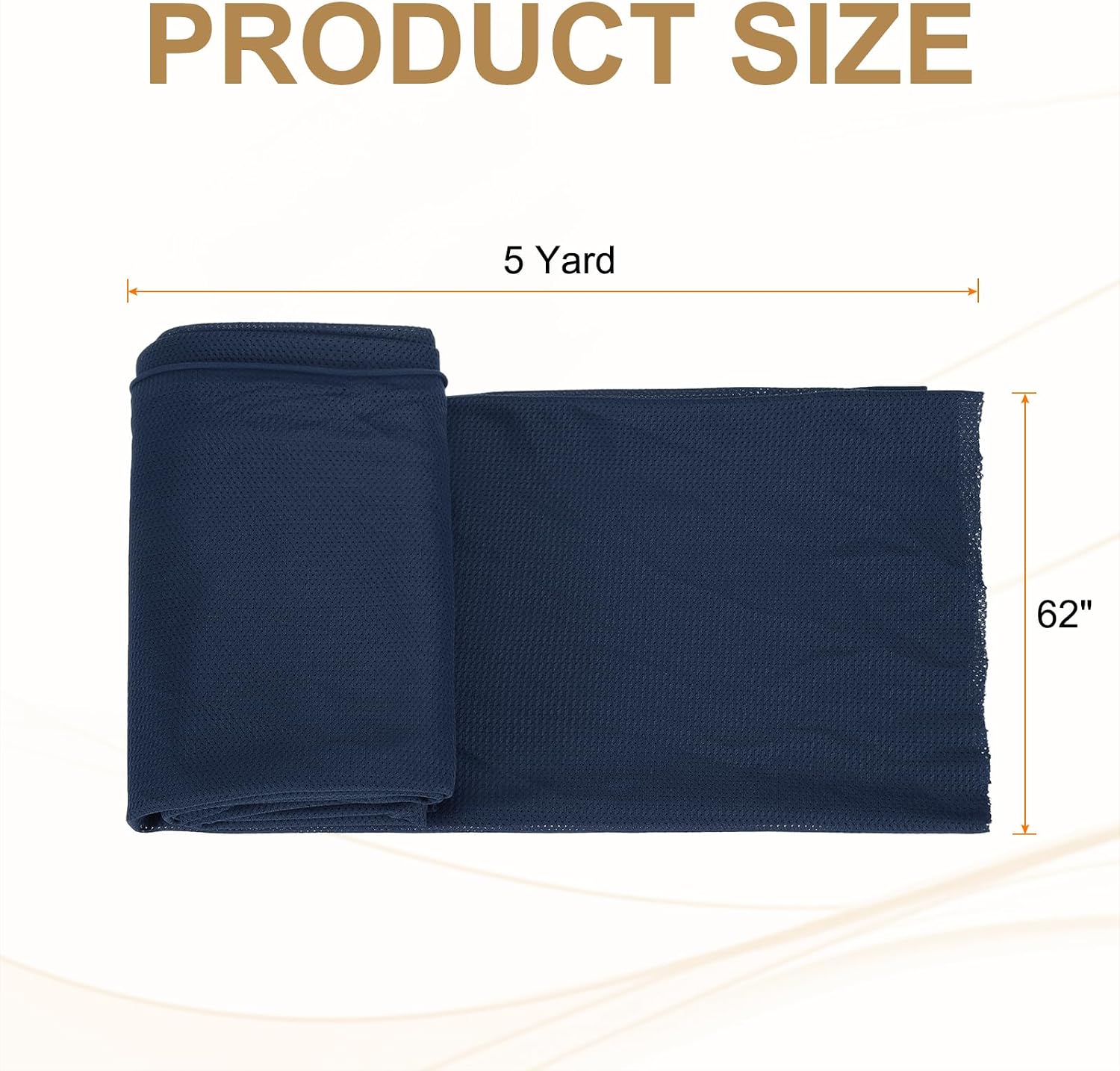 PATIKIL 62 Inch Wide Mesh Fabric Slightly Stretchy, Polyester Micro Mesh Jersey Fabric for Sewing Backpack Pocket and Straps, Netting Clothes, Shopping Bags, Navy Blue 5 Yard