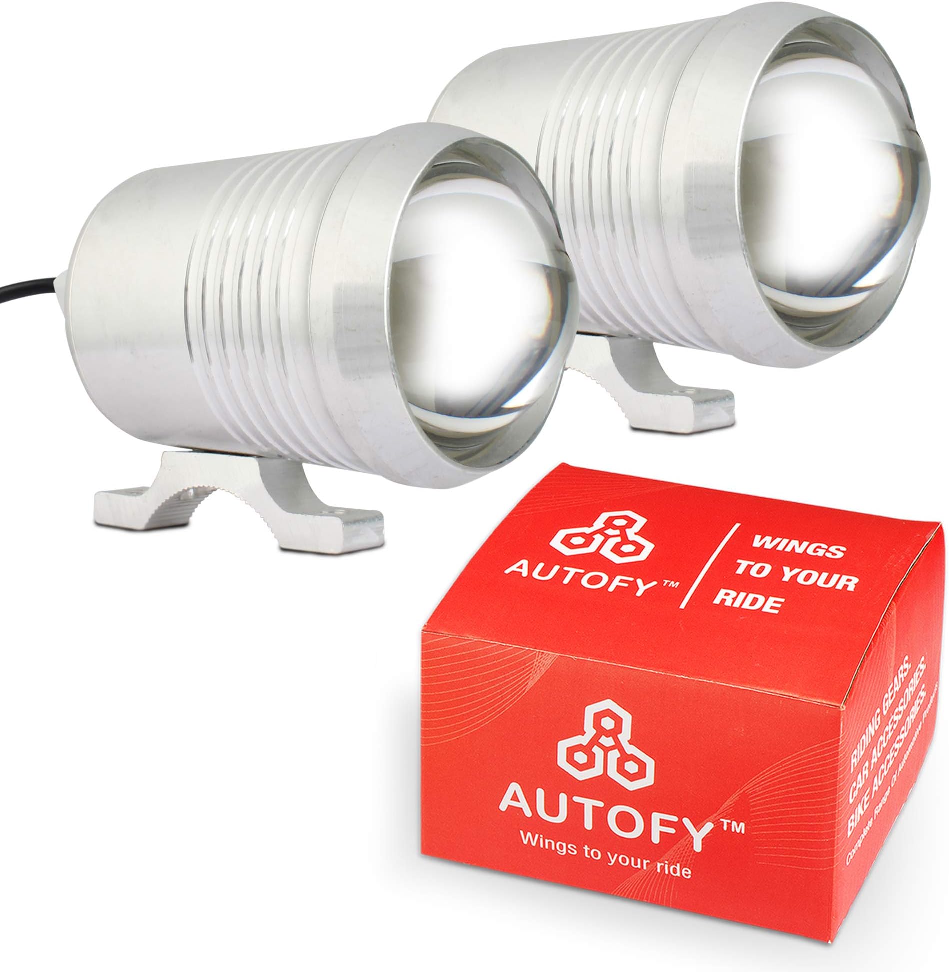 Autofy U2 Universal Fog Light for All Bikes Motorcycle Foglight Auxiliary Light - Fitting Inside (15W, White Light, Set of 2)