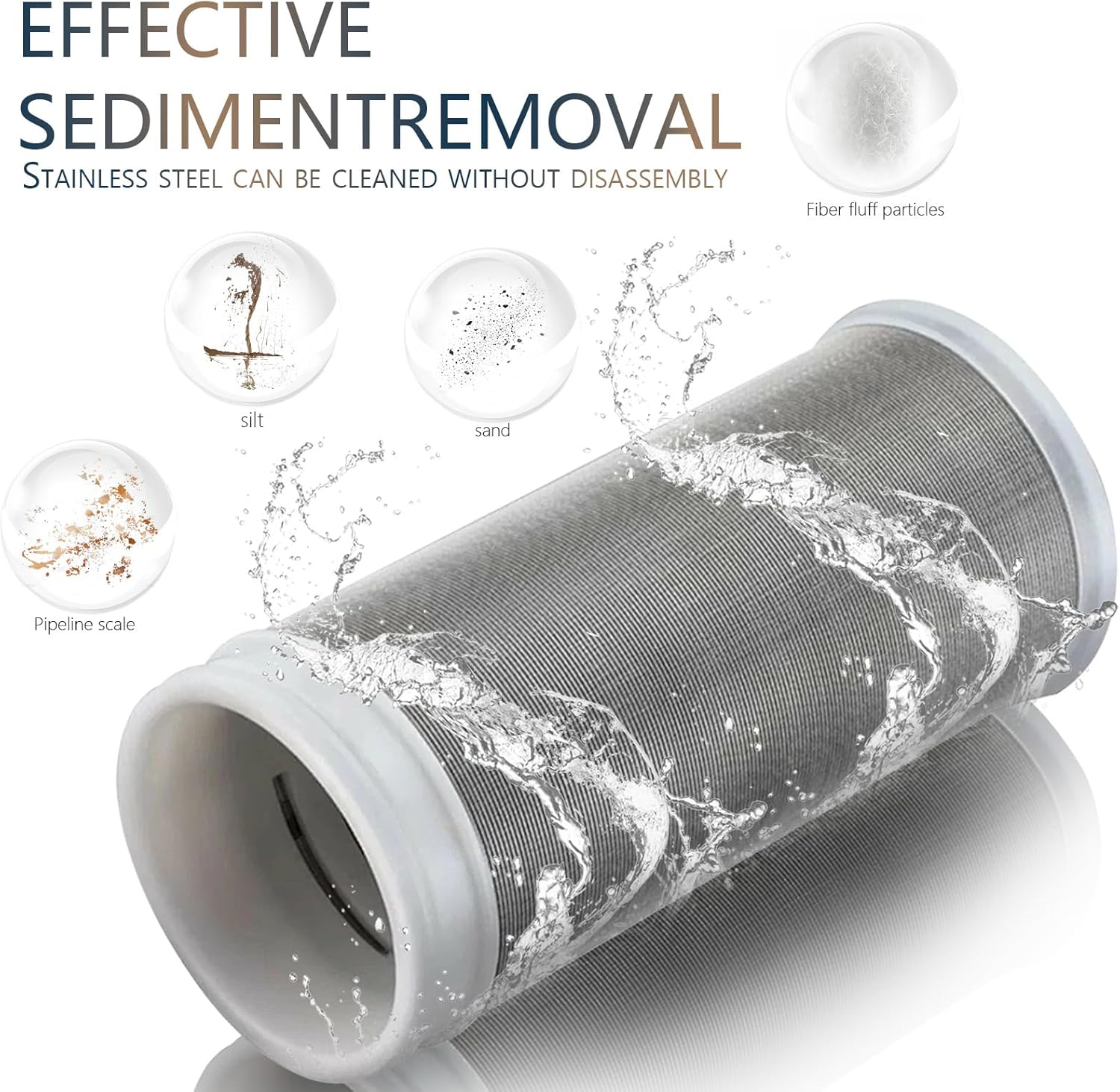 40 Micron Reusable Brass Inline Sediment Filter - Universal Fit for Washing Machine, Shower, Garden Hose & Well Water - Anti-Clogging Design with Pipe Sealant Tape