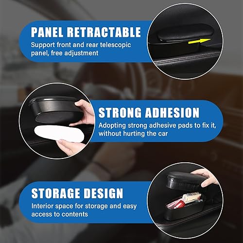 Miniatura 4 de Ziciner Funda de soporte para reposabrazos de automóvil, almohada universal de cuero para reposabrazos de puerta lateral de automóvil, alivia la