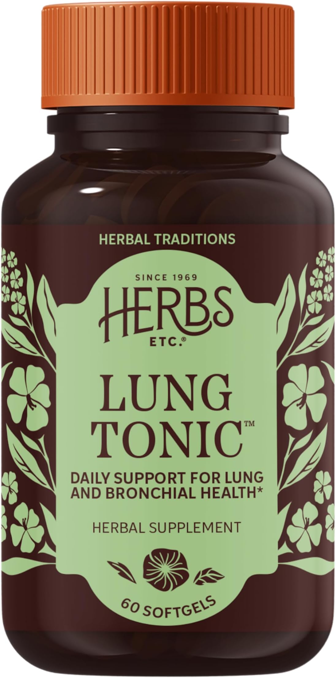 Herbs Etc. Lung Tonic - Lung Supplement for Bronchial Support - Healthy Breathing Support with Mullein, Horehound & Grindelia - 60 Softgels