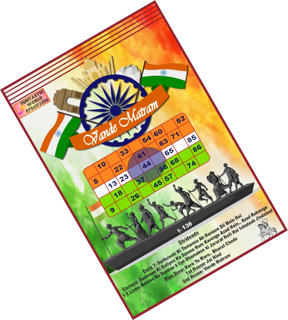 Funtastic World Patriotic Theme 5 Liner Tambola Tickets/Independence Day/Republic Day Kukuba/Bingo Cards, Board Game (36 Cards) (B0D9PJFN7Z) Amazon Price History, Amazon Price Tracker