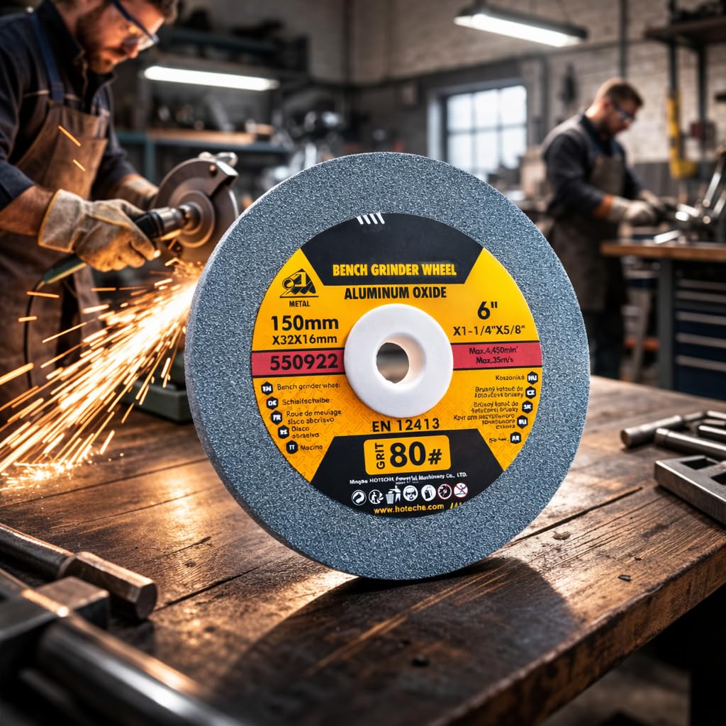Disco Mola Abrasiva per Smerigliatrice da Banco 150x32x16 mm Grana 80 | Pietra Abrasiva ad Alte Prestazioni per Metallo, Pietra e Fai-da-Te