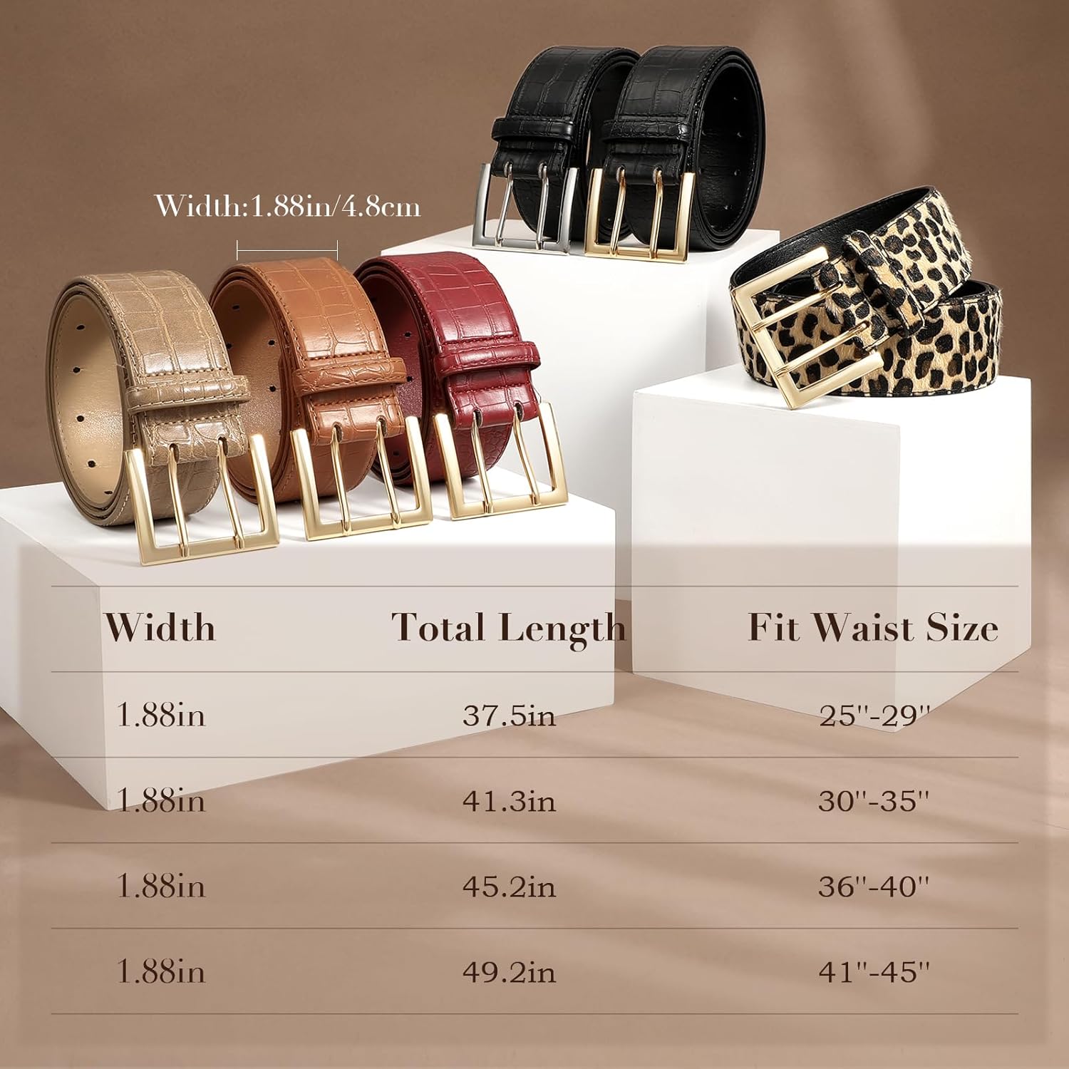 SANSTHS Women Wide Leather Belt for Dresses Jeans Fashion Gold Buckle Ladies Waist Thick Belt - Image 5