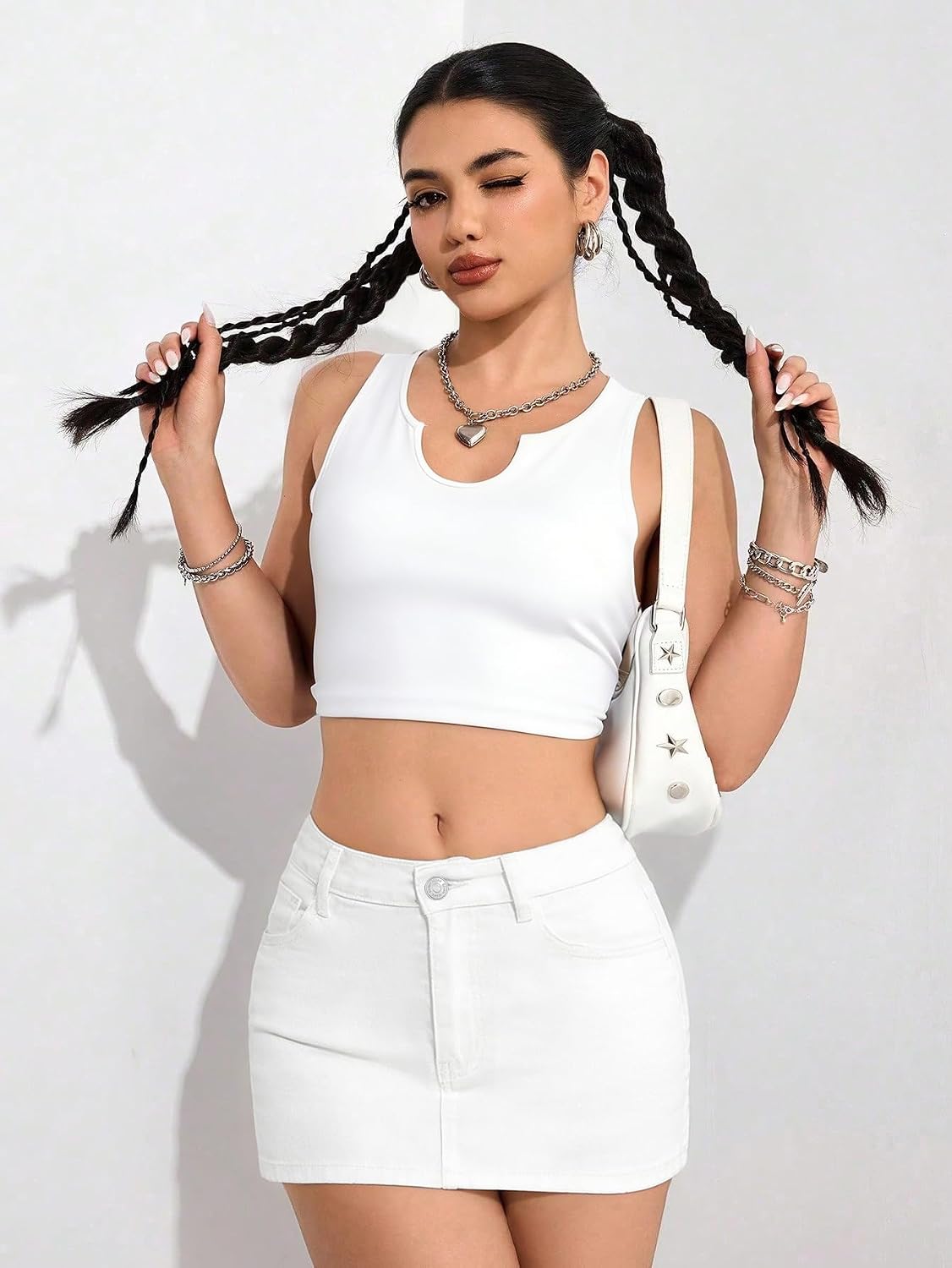 IWD Denim Mini Skirt for Women Low Rise High Stretch Jean Skirt with Shorts Underneath Y2k Jean Micro Skort