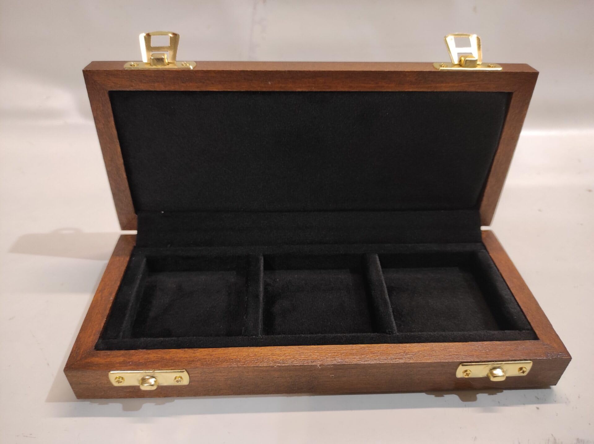 Caja para Monedas y medallas de colección en Madera, 3 Compartimentos 50x50 mm, Terciopelo Personalizable, Hecha a Mano, numismática