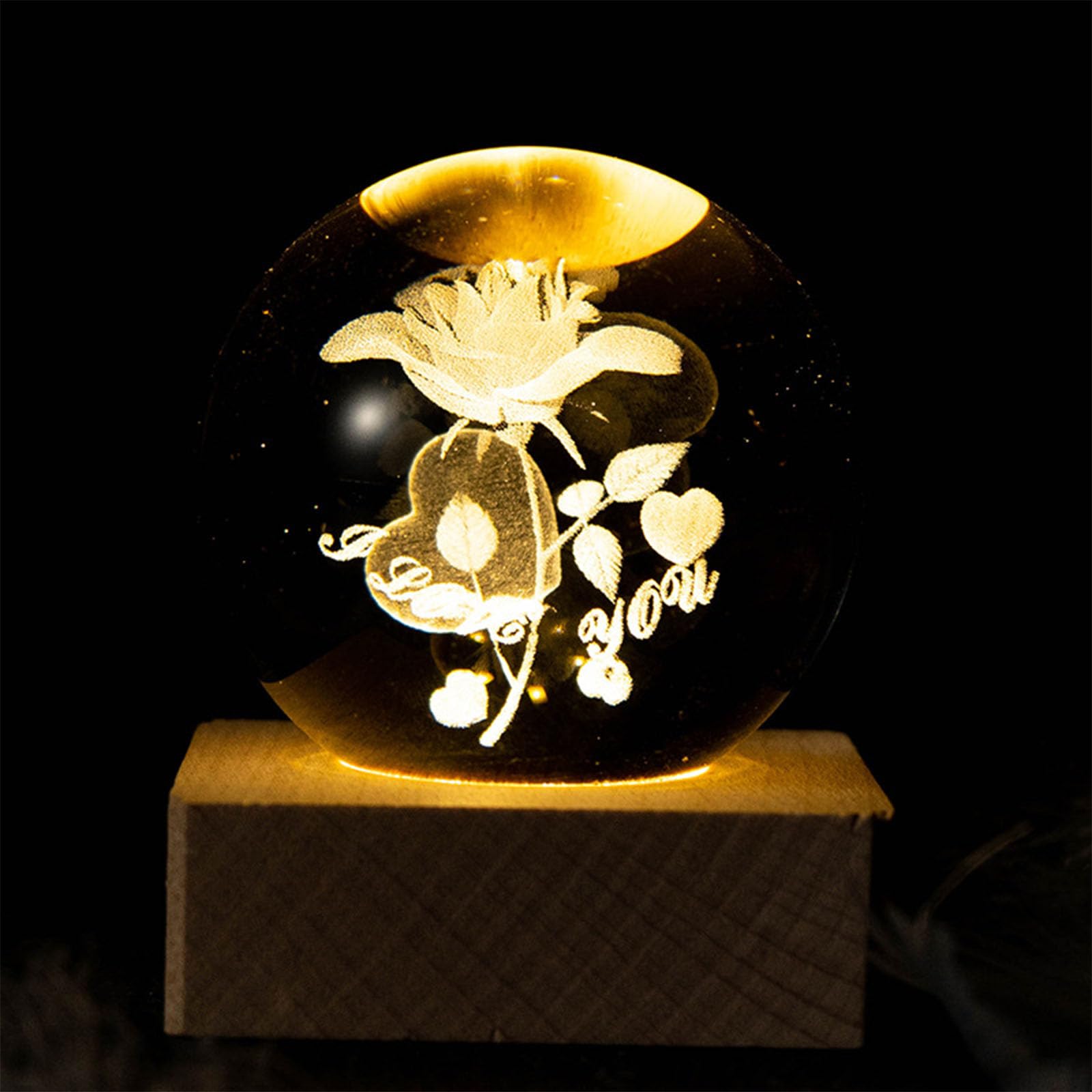 ZVO Creative Night Crystal Ball Night Light Moonlight Flower Light Kids Gift Crystal Ball Night Light Decoration