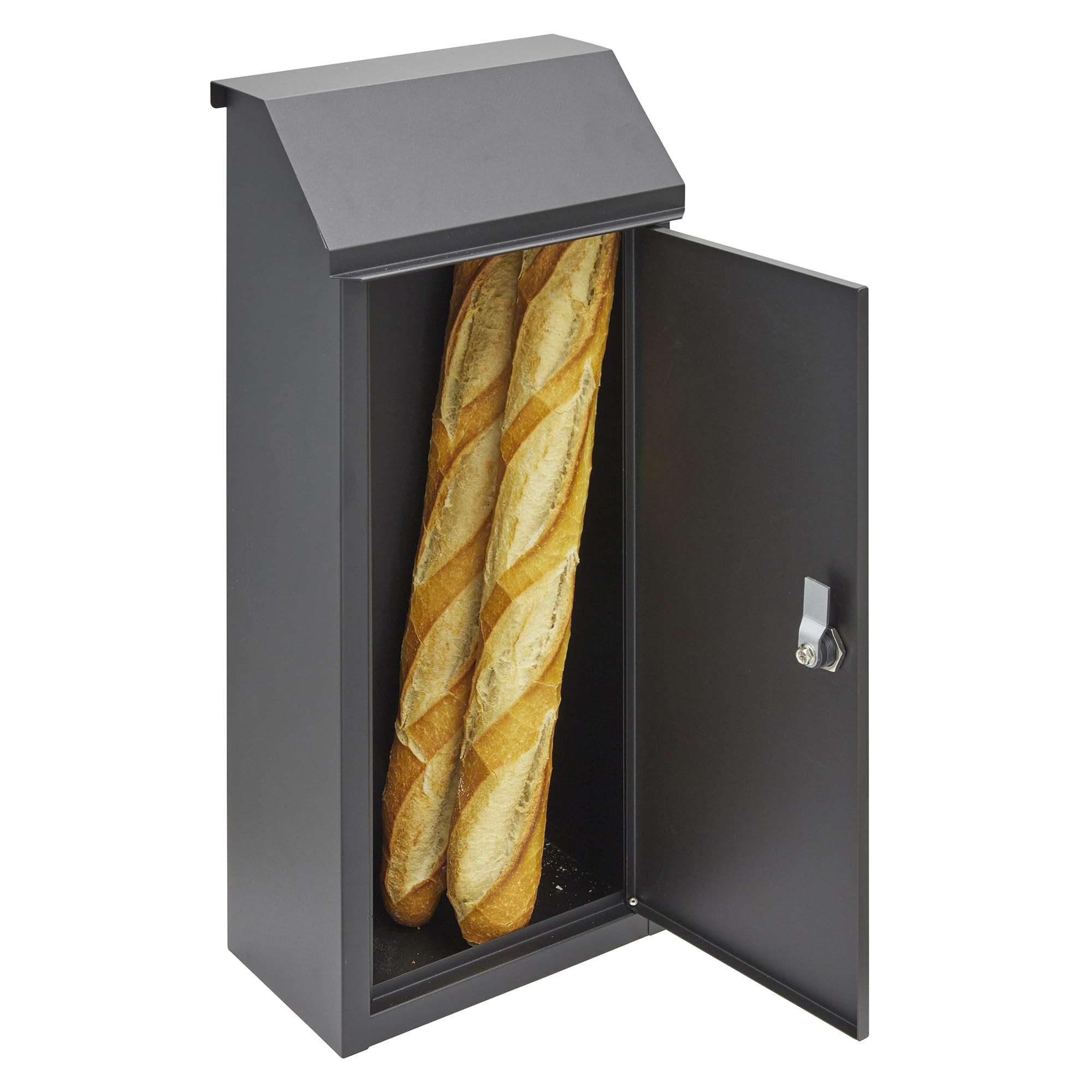 Boîte à pain, Boîte aux Lettres en Acier pour les livraisons de pain, Pour baguette de pain et journaux, grandes dimensions et grande capacité, sans clé, Noir