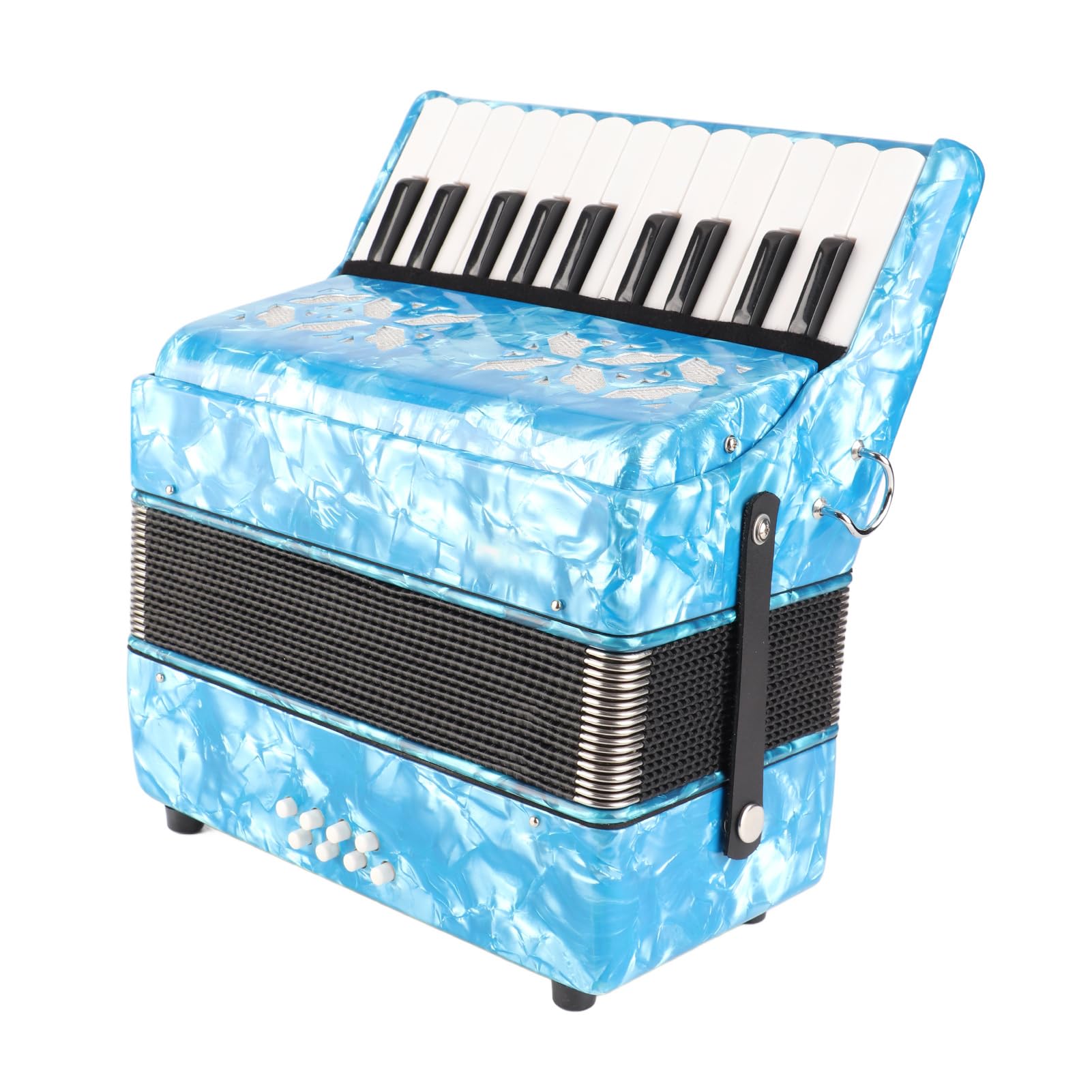 Fisarmonica Professionale Tonysa, 22 Tasti e 8 Bassi, Design Cellulide Blu, Standard Internazionale, Per Principianti e Studenti