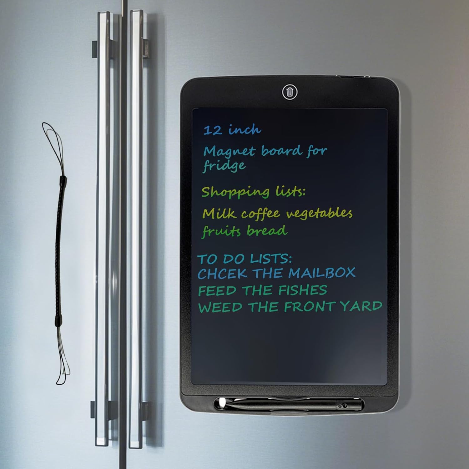 Magnetic Whiteboard for Fridge, 11”×7.3” Dry Erase Board for Refrigerator, Magnet LCD Writing Tablet Grocery Shopping to Do List Note Pad with One-Click Erase, Writing Pen, Anti-Lost Pen String