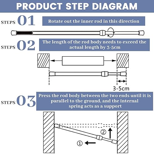 Vista 3 de 4 Pcs Sliding Glass Door Security Bar, 21''-35'' Window Stoppers, Rubber Tips Sliding Door Stick, Adjustable Safety Sliding Door Lock for Home Proof