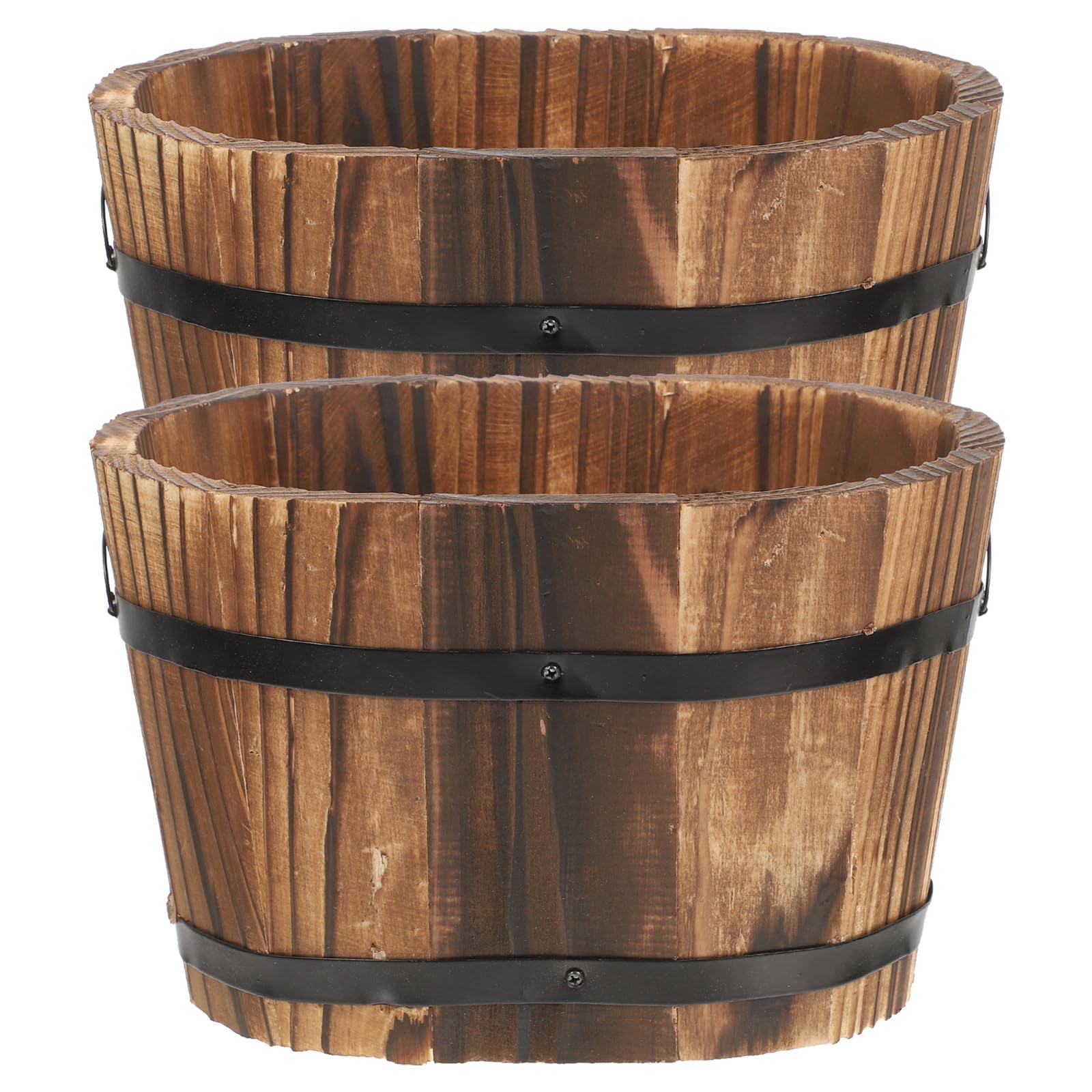 Pots de fleurs pour jardin Gadpiparty, lot de 2 jardinières en bois résistant contre le plastique