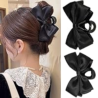 Vista 1 de Pinzas Premium para el Cabello para Mujeres: Pinzas de Garra con Lazo para Cabello Grueso y Delgado, Pinzas Grandes Antideslizantes con Lazo en Negro