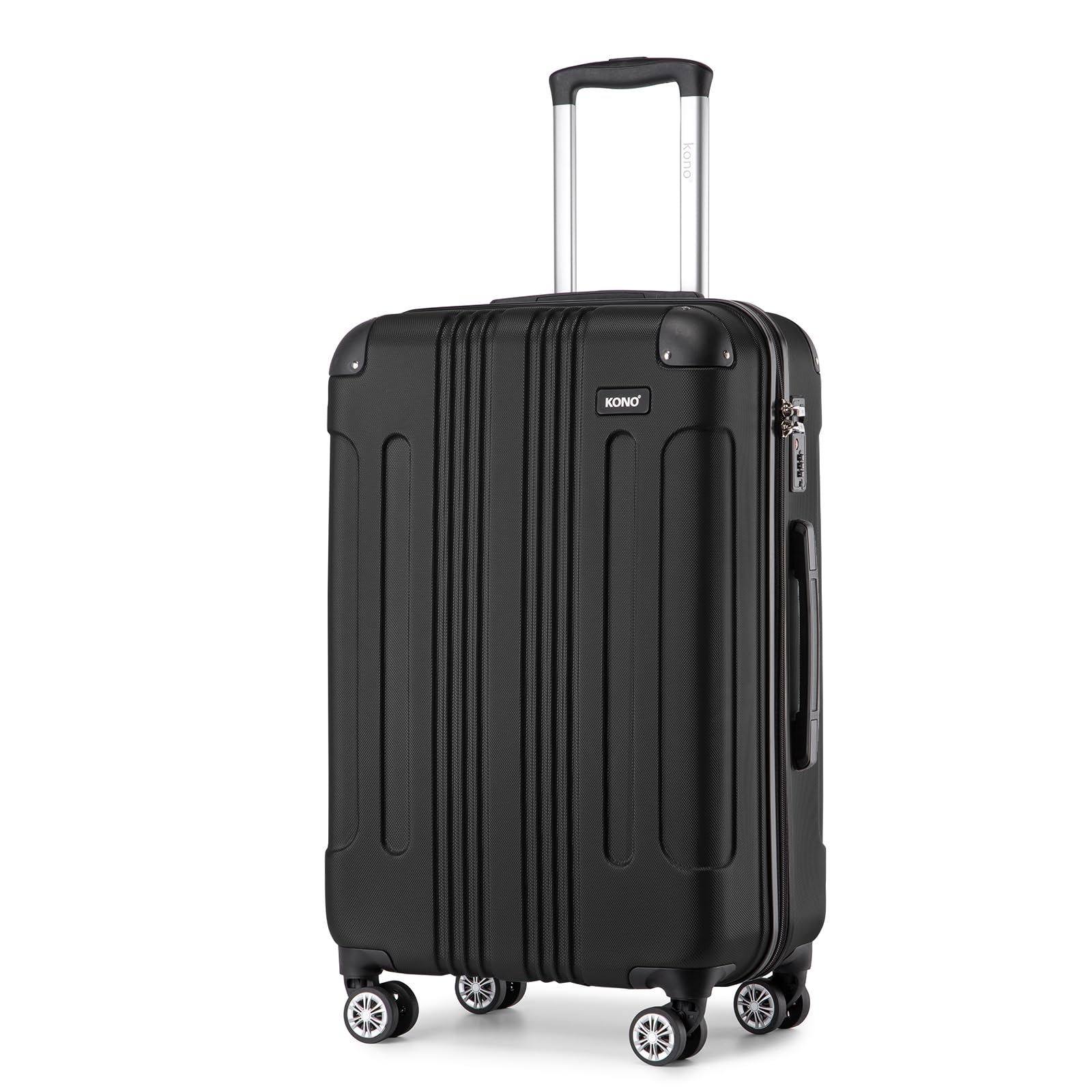 28 Inch Large Hard Shell Luggage ABS+PC Lightweight Suitcase with 4 Wheels Spinner Business Trip Trolley Case Suitcase (Black)