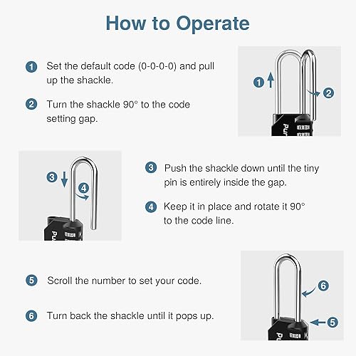 Miniatura 8 de Puroma Paquete de 1 candado de combinación de grillete de 2.6 pulgadas de largo, 4 dígitos, impermeable, para exteriores, para cerradura, casillero