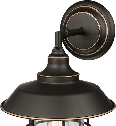 Miniatura 5 de Westinghouse 6121600 Iron Hill - Lámpara de pared para exteriores, estilo vintage, acabado de bronce negro con reflejos, cristal transparente de 9