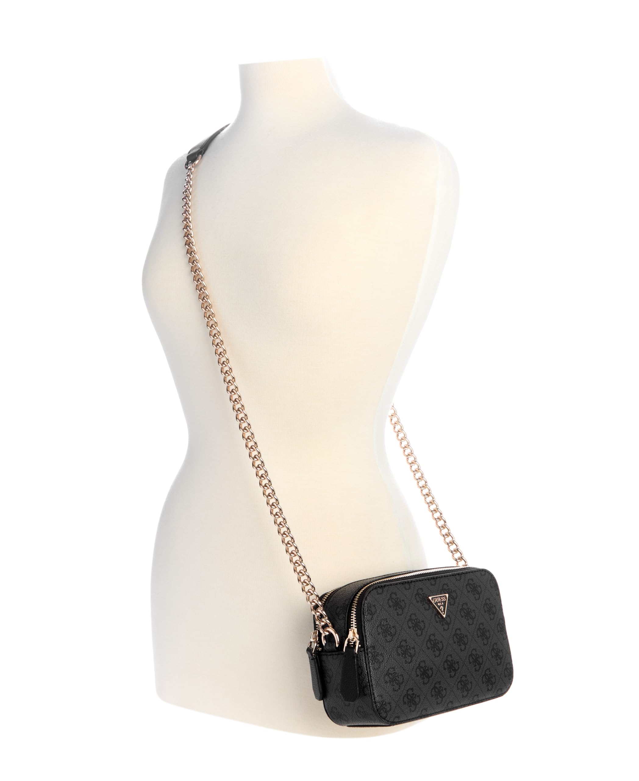 GUESS Damen Noelle Ii Crossbody Kamera Umhängetasche, Kohle-Logo Ansicht 6