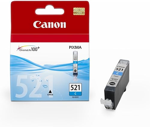 Canon CLI-521 Ink Cartridge for Printers (Cyan, 9 ml, 815 Pages, 10 – 70%, 10 – 35 °C, 15 – 35 °C) If