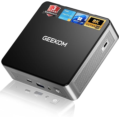 GEEKOM Air12 Mini PC (2026), Intel Pentium 7505 (Up to 3.5GHz), 8GB RAM (Dual-Slot Upgradeable), 256GB M.2 SSD, 3-Year Warranty, Metal Mid-Frame, 8K & Triple 4K Display, WiFi 6, Business & Office PC