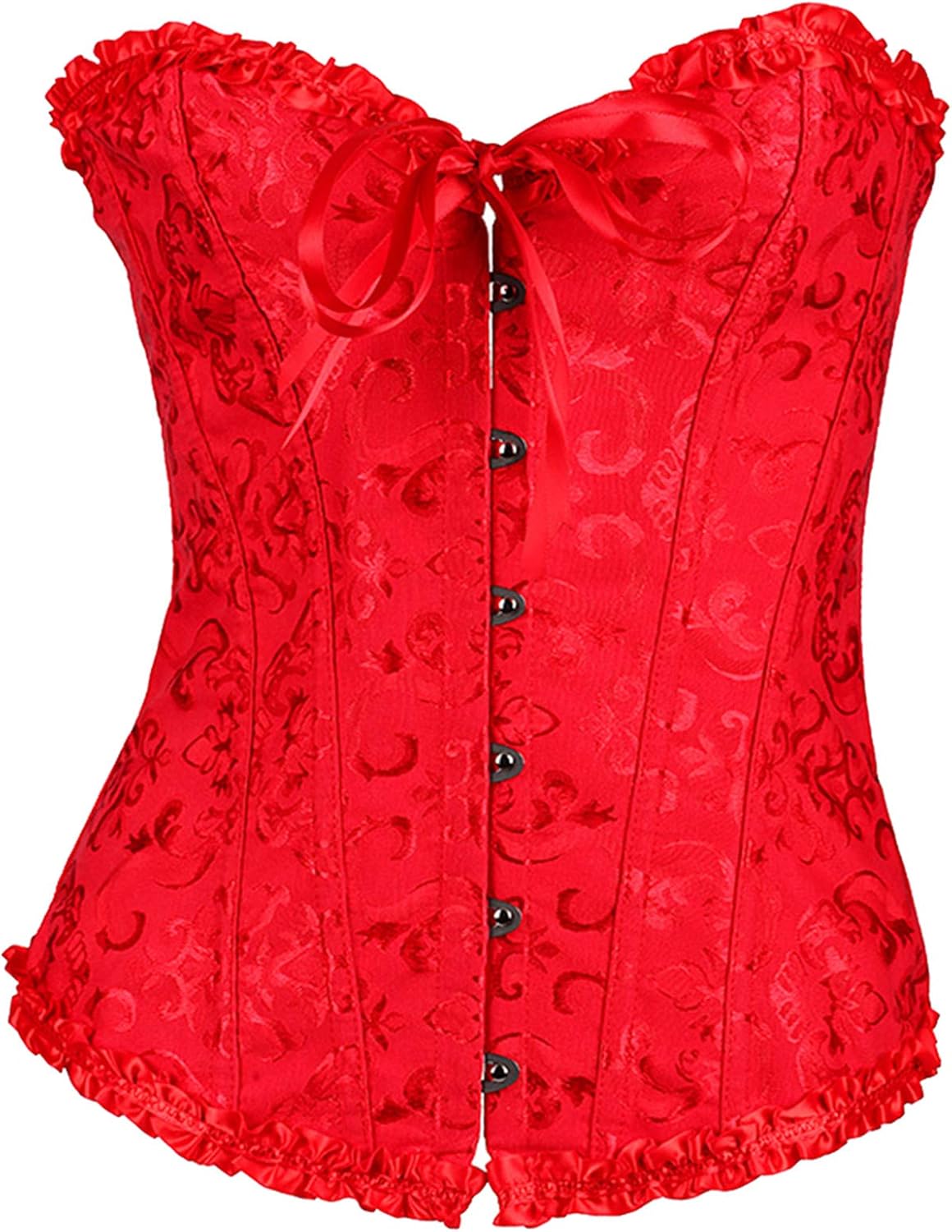 BOFETA Women's Floral Sexy Corset Lace Up Back Overbust Vintage Lingerie Bustier Top Plus Size
