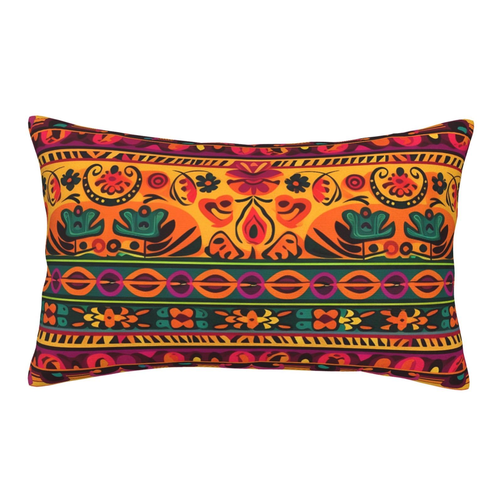 Velvet Pillowcases 20"x30" Ultra Soft Breathable Pillow Cases, Luxury Fuzzy Throw Pillow Covers with Zipper, Mexican Folk Art Boho Pillow Shams All Seasons Decorative Cushion Cases for Couch