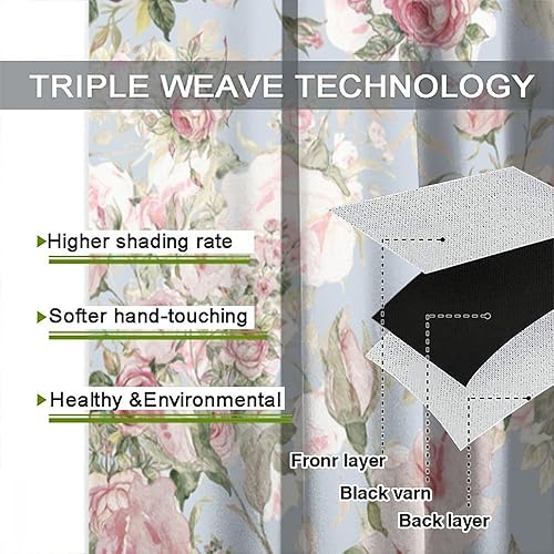 Miniatura 357 de Retro 70s Floral Blackout Window Curtains, Watercolor Flower Plant Rustic Modern Style Pattern Window Drapes, for Bedroom Living Room 42x45in 2