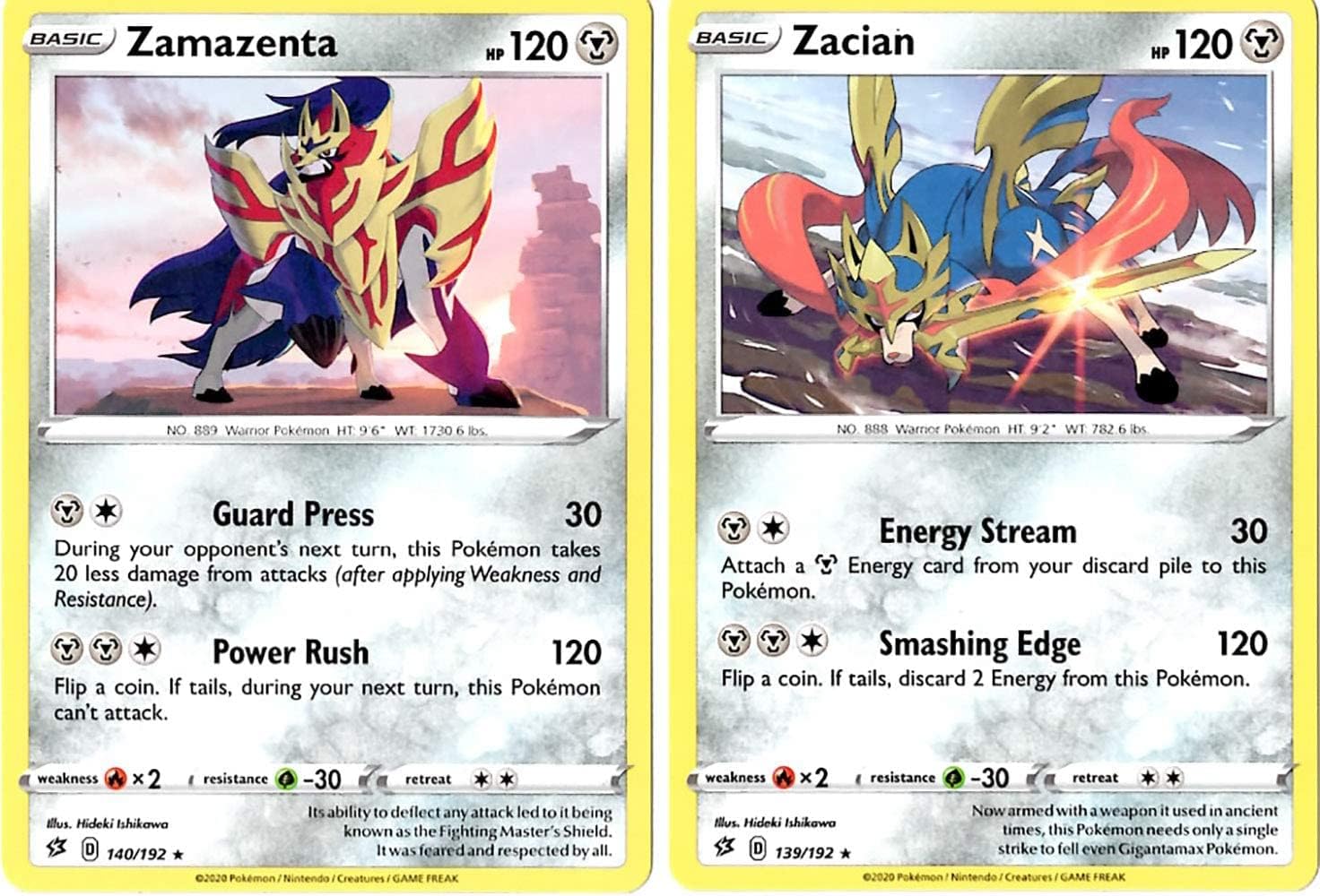 Pokemon Zacian 139/192 & Zamazenta 140/192 - Rebel Clash Collectible Card Lot