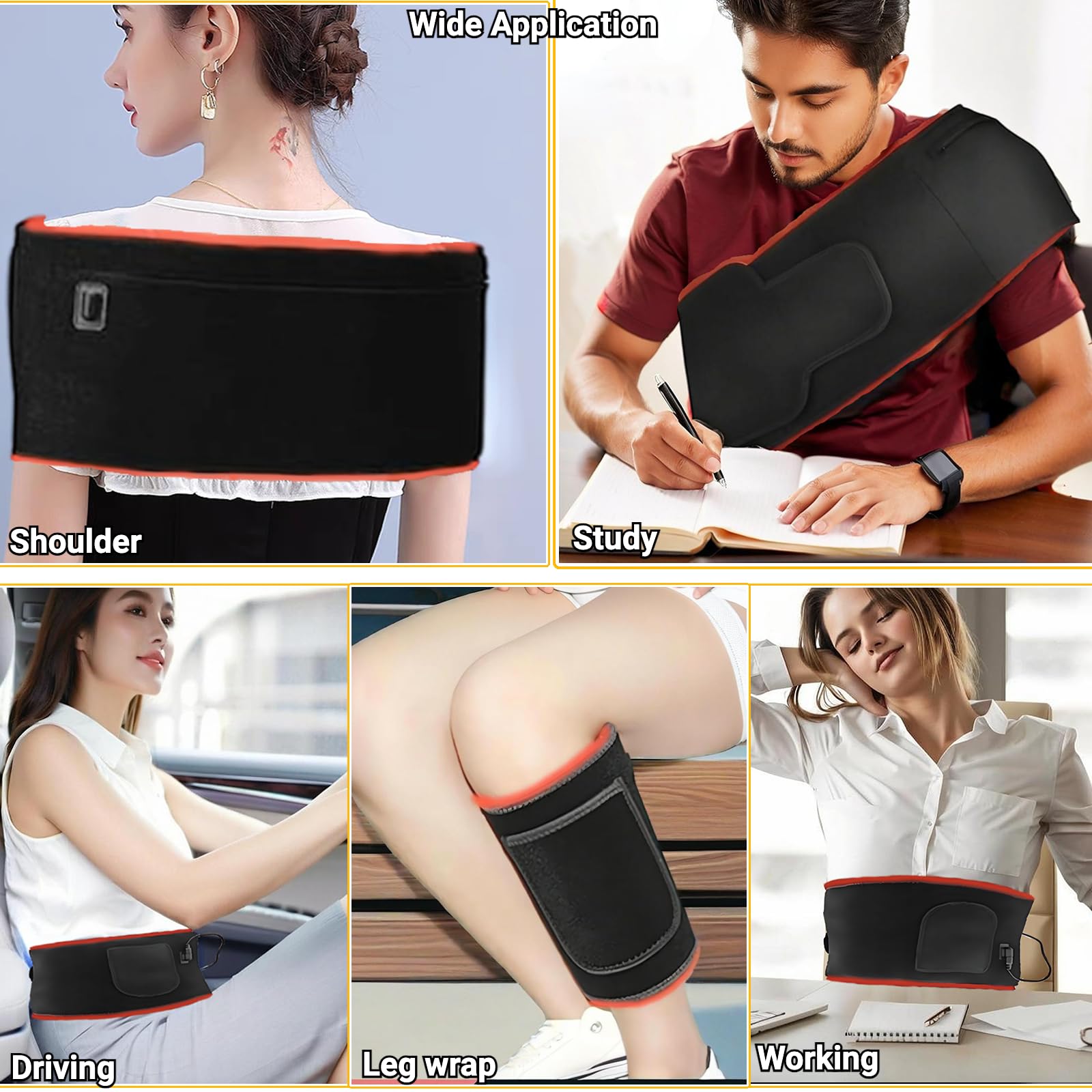 Dispositivo de terapia de luz roja,cinturón masajeador de cintura Luz infrarroja cercana de 660nm/850nm,5 niveles de brillo,temporizador inteligente Alivio del dolor de espalda,abdomen,hombros piernas
