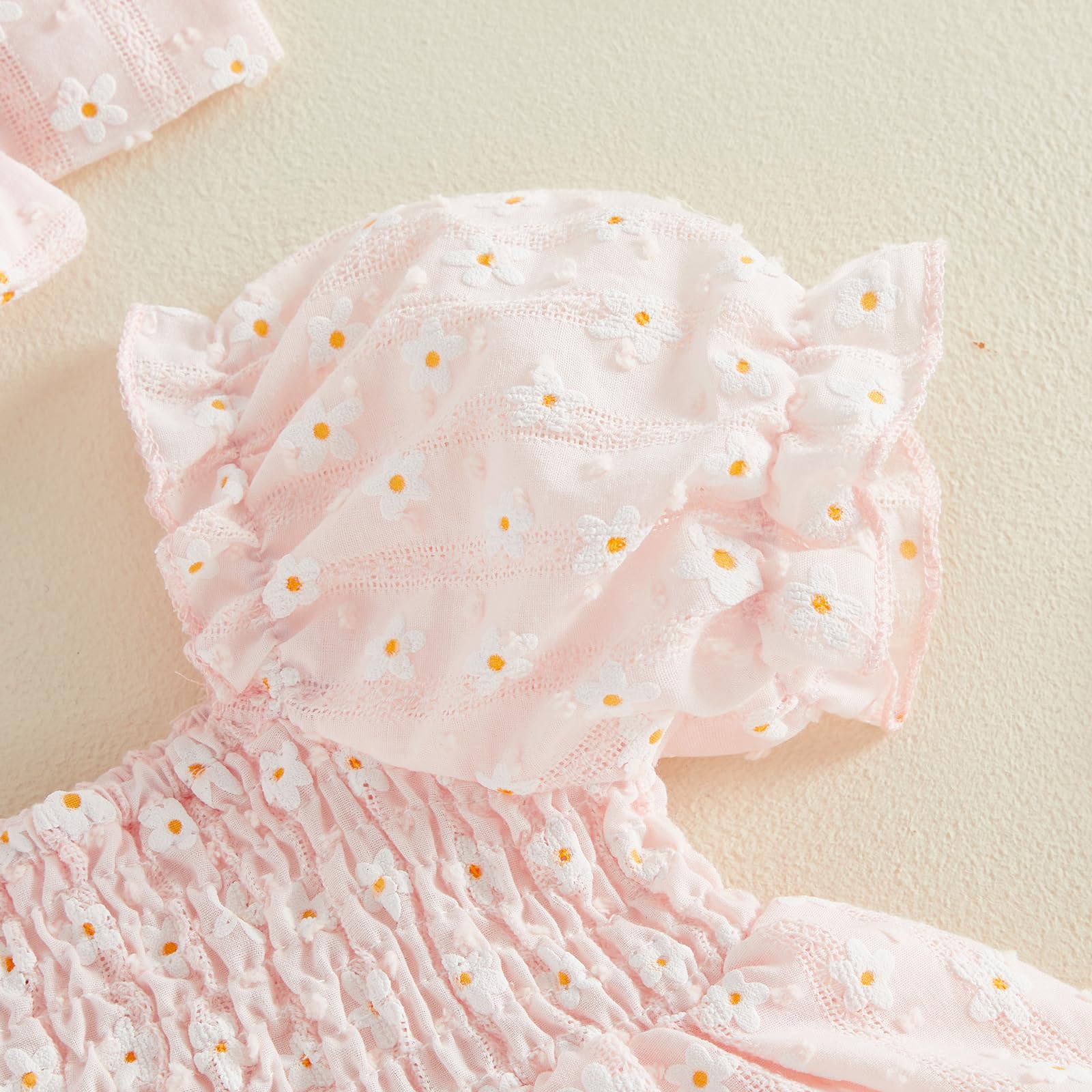 Baby Mädchen Kleidung Set Kleinkind Sommer Kleid Kurzarm Blumen Stickerei Bodysuit + Schleife Stirnband Set Niedliche Freizeitkleid Prinzessin Outfits