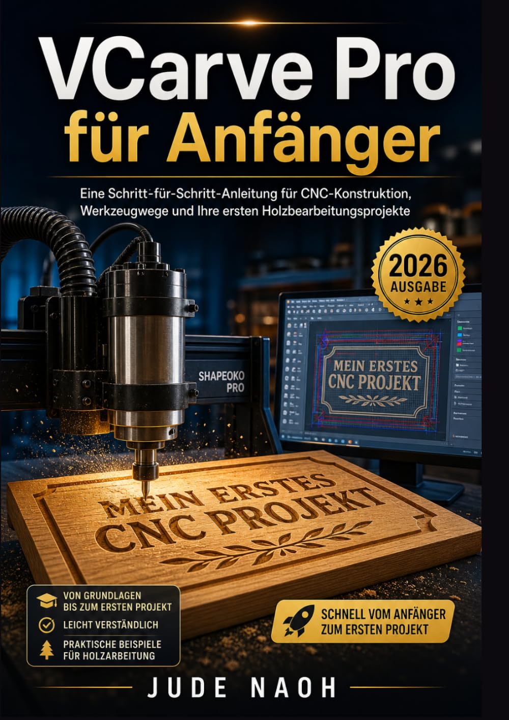 VCarve Pro für Anfänger: Eine Schritt-für-Schritt-Anleitung für CNC-Konstruktion, Werkzeugwege und Ihre ersten Holzbearbeitungsprojekte