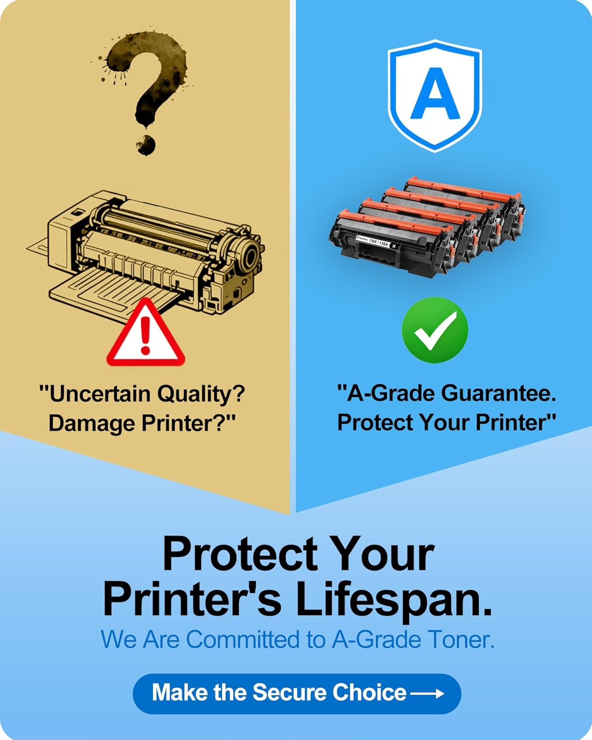 MasaiMara 138X 138A High Capacity with Chip Compatible Toner Cartridges Replacement for HP W1380X W1380A LaserJet Pro 3001dw 3001dn 3001fdw MFP 3101fdw MFP 3101fdn 3101sdw Printer (Black, 4-Pack)