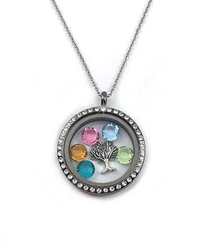 Tree Birthstone Charm Floating Locket 