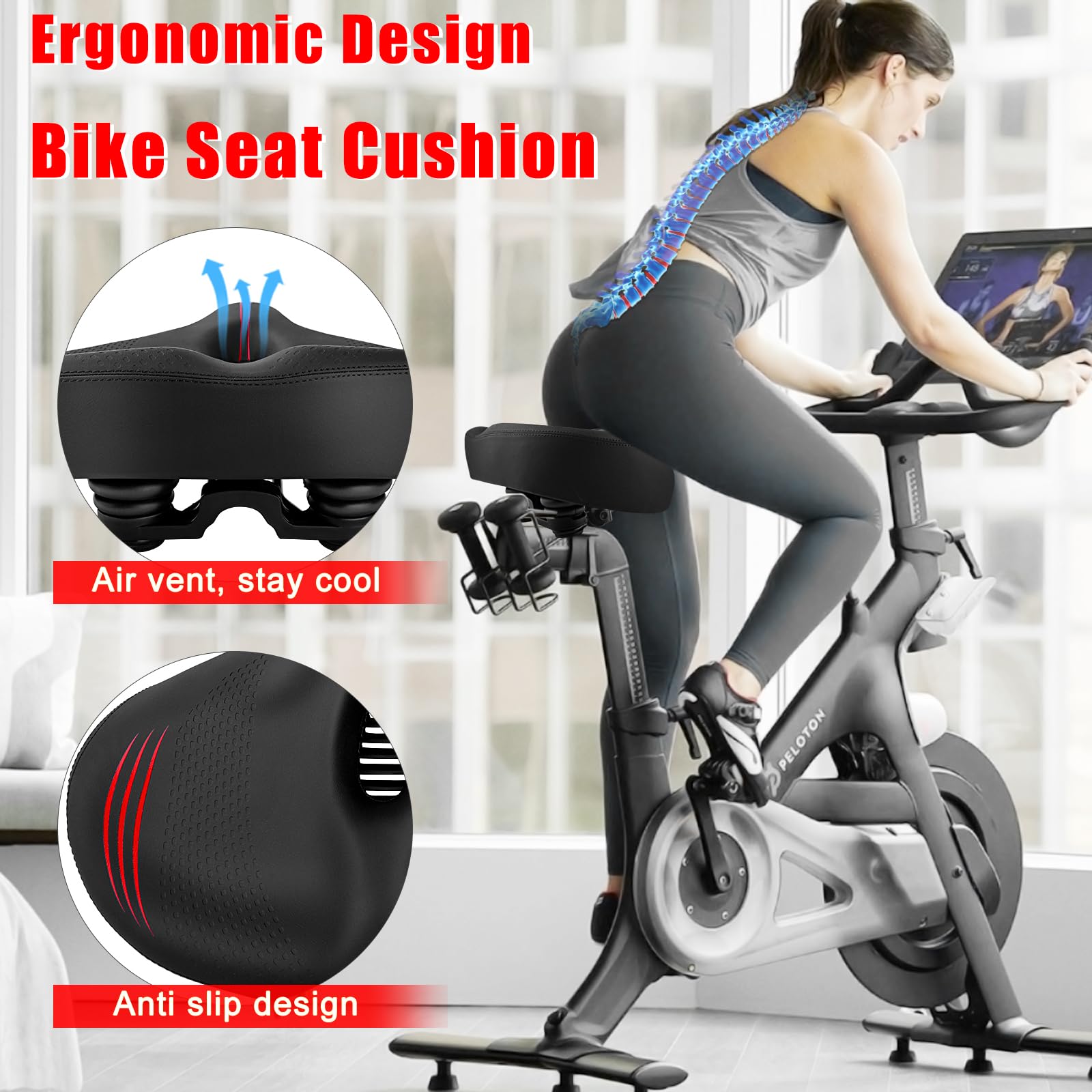 TrubliFit Extra Wide Oversized Bike Seat - Peloton & Plus, Comfortable Saddle for Women & Men, Accessory
