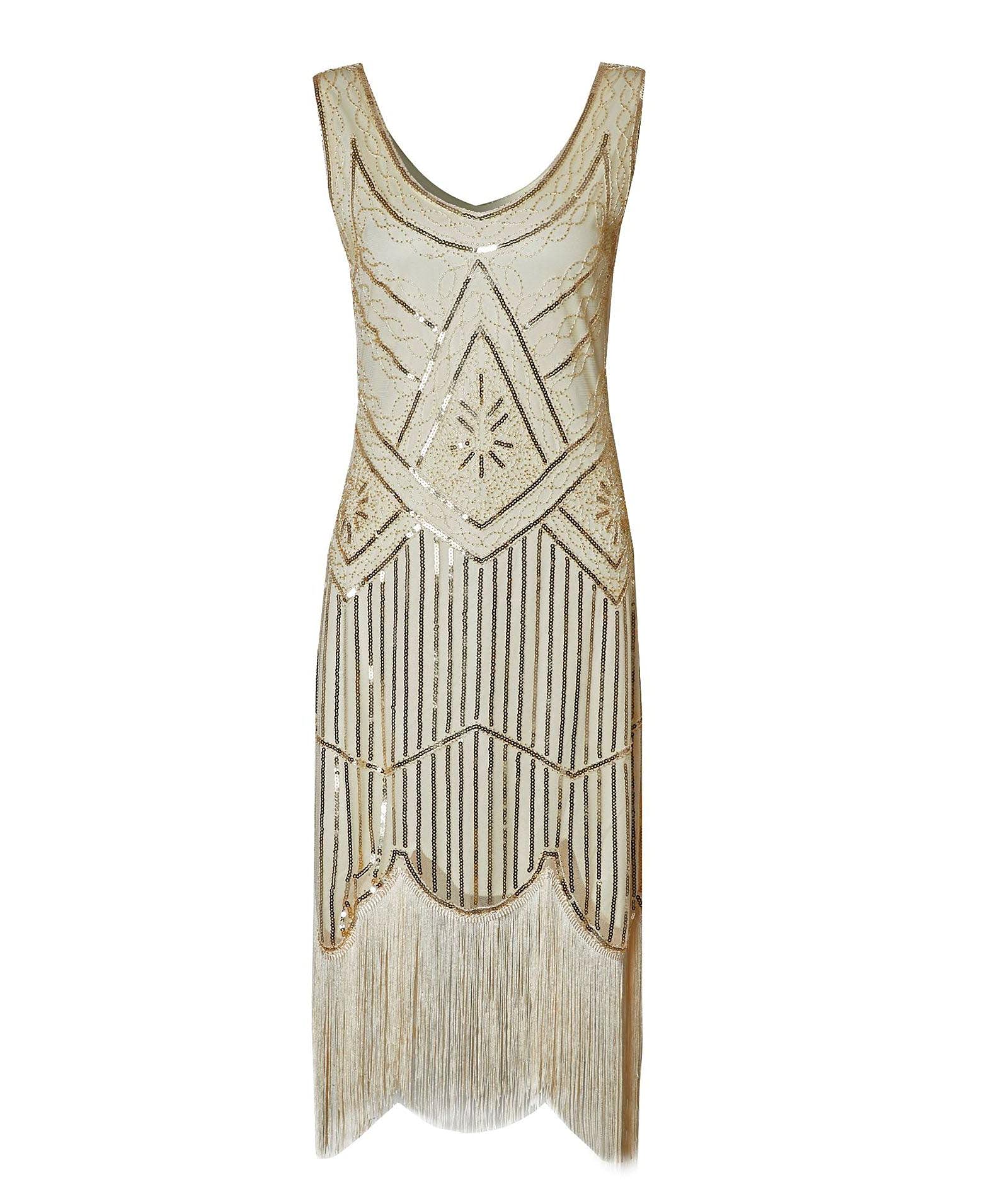 HAHAEMMA Vestido de mujer de los años 20, estampado de pavo real, charlestón, con lentejuelas, borlas, dobladillo, vestido de cóctel