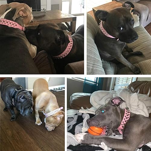 Miniatura 3 de Teemerryca - Collares para perro, ajustables, de piel de microfibra con púas punzantes y una pelota chillona de regalo, para mascotas pequeñas,