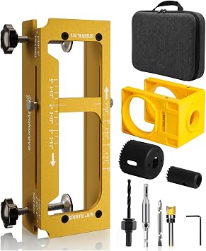 Door Hinge Jig with Door Lock Installation Kit, Includes Storage Case