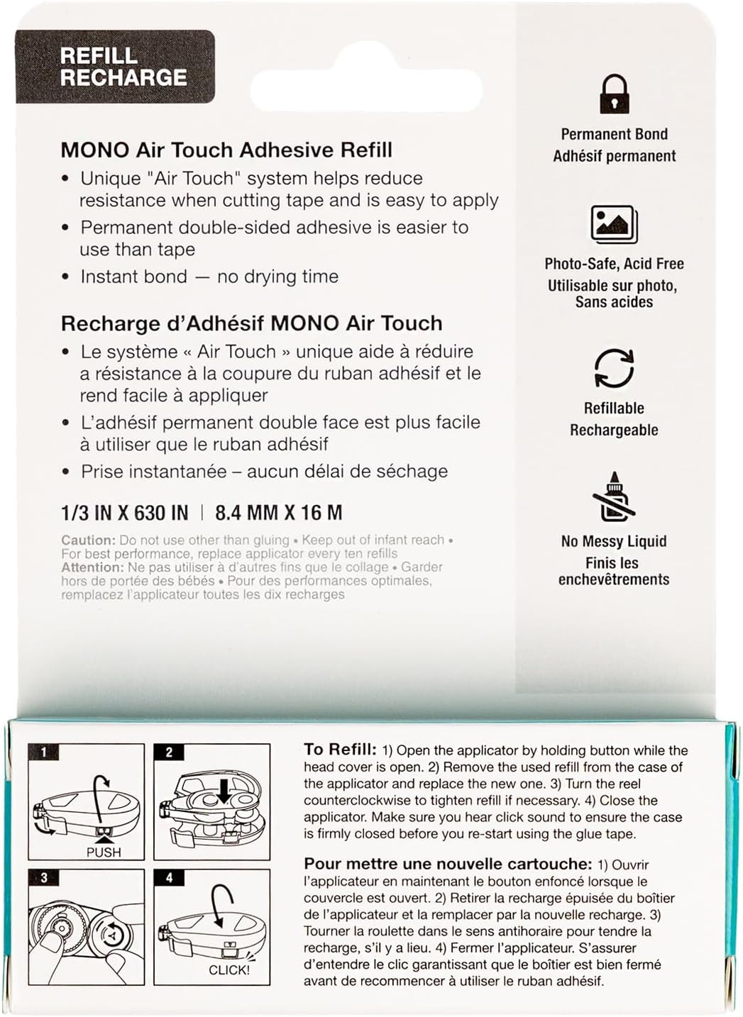 Tombow 62157 Mono Air Recycled Permanent Adhesive, Refill 1-Pack