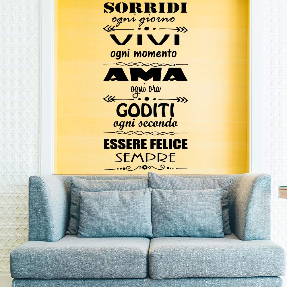 Decorative wall sticker, wall sticker, "SORRIDI OGNI GIORNO" adesivi murali phrasi in italian citazione, decorazione da Muro - Image 3