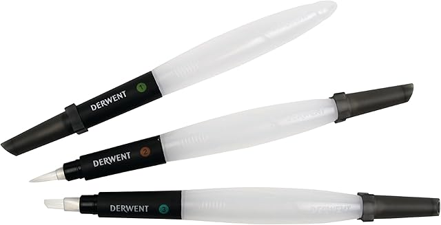 Derwent Waterbrush For Watercolour Painting, Pack Of 3, Includes Chisel Tip, Fine Tip & Medium Tip, Professional Quality, 2301975