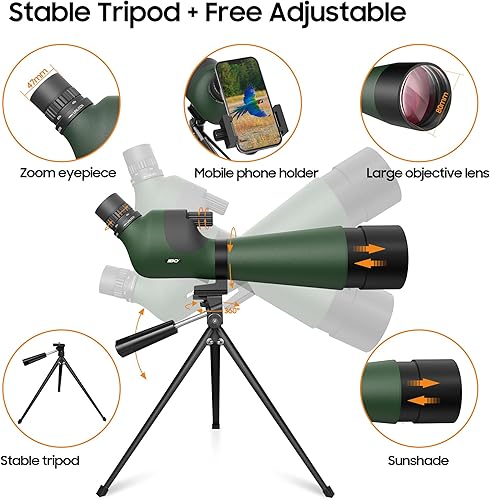 Miniatura 4 de IBQ Alcance de observación, alcance de 20-2.362x3.346 in para disparar al objetivo, telescopios de detección para caza, BAK4 de alta definición