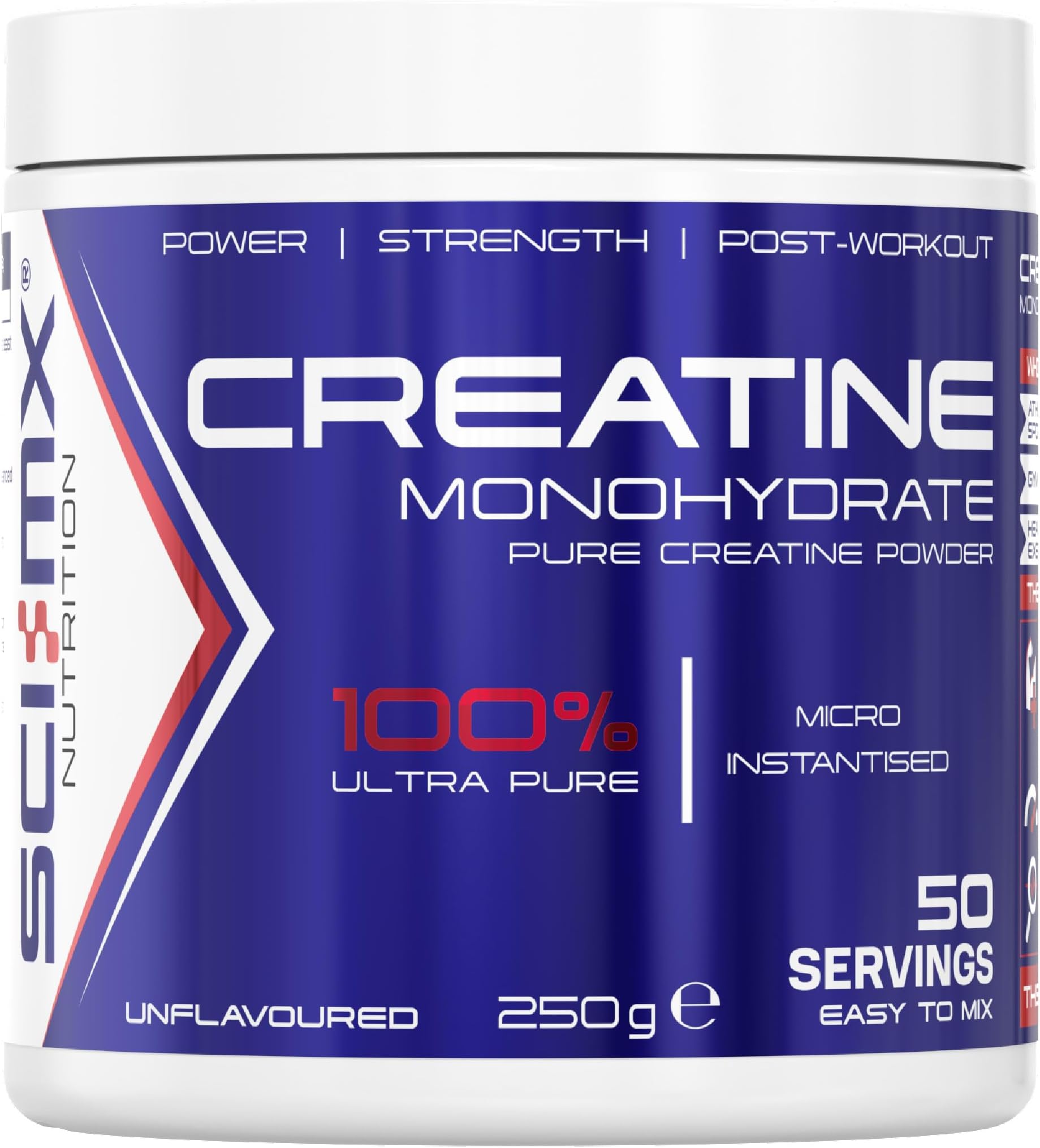 Creatine Monohydrate Powder • 250g • 100% Ultra Pure Micro-Instantised Creatine • Easy to Dissolve & Unflavoured • Supplement for Strength, Power & Performance • Vegan • for Men & Women